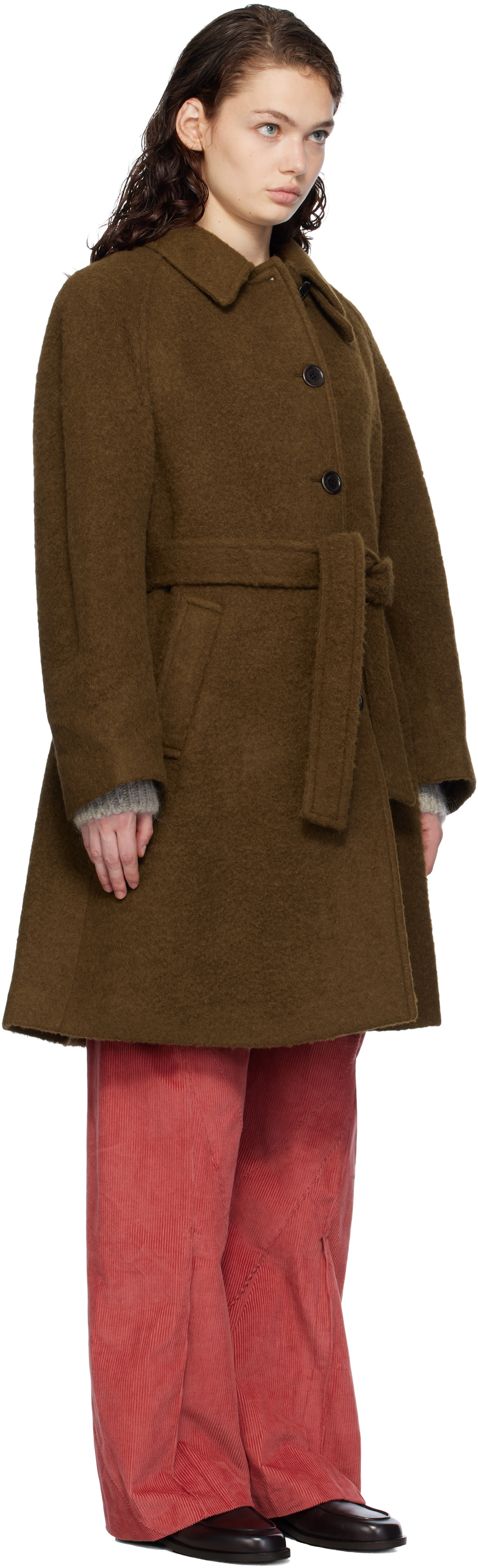 AMOMENTO Brown Alpaca Raglan Coat AMOMENTO