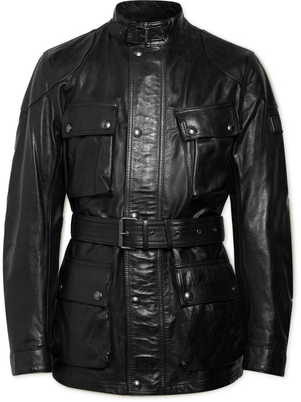 Photo: BELSTAFF - Trialmaster Logo-Appliquéd Waxed-Leather Jacket - Black