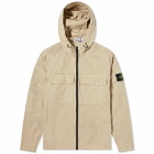 Stone Island Men's Brushed Cotton Canvas Hooded Overshirt in Sand
