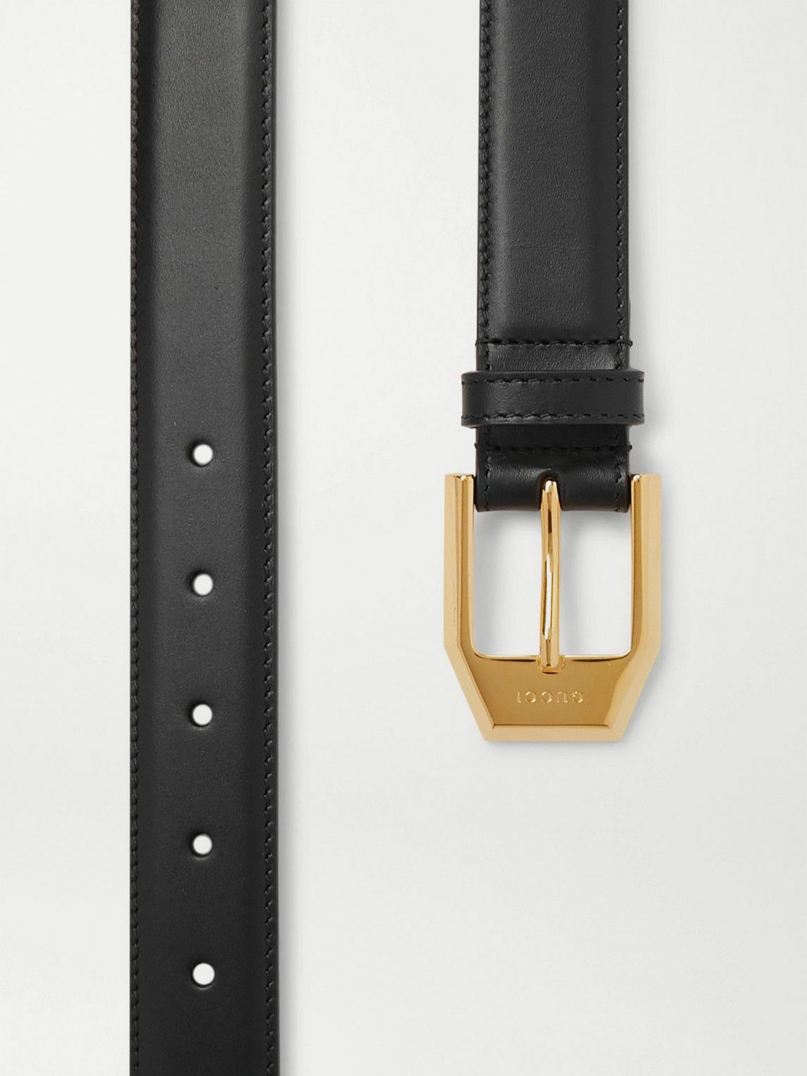 Gucci Black Leather Belt with Gold Details Belt with Interlocking G detail in black leather | GUCCI® US main image 4