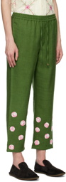 HARAGO Green Appliqué Trousers