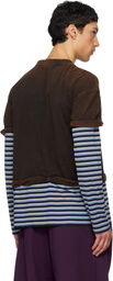 We11done Brown & Blue Layered Stripe Long-Sleeve T-shirt