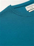 Oliver Spencer Loungewear - Ribbed Organic Cotton-Jersey T-Shirt - Blue