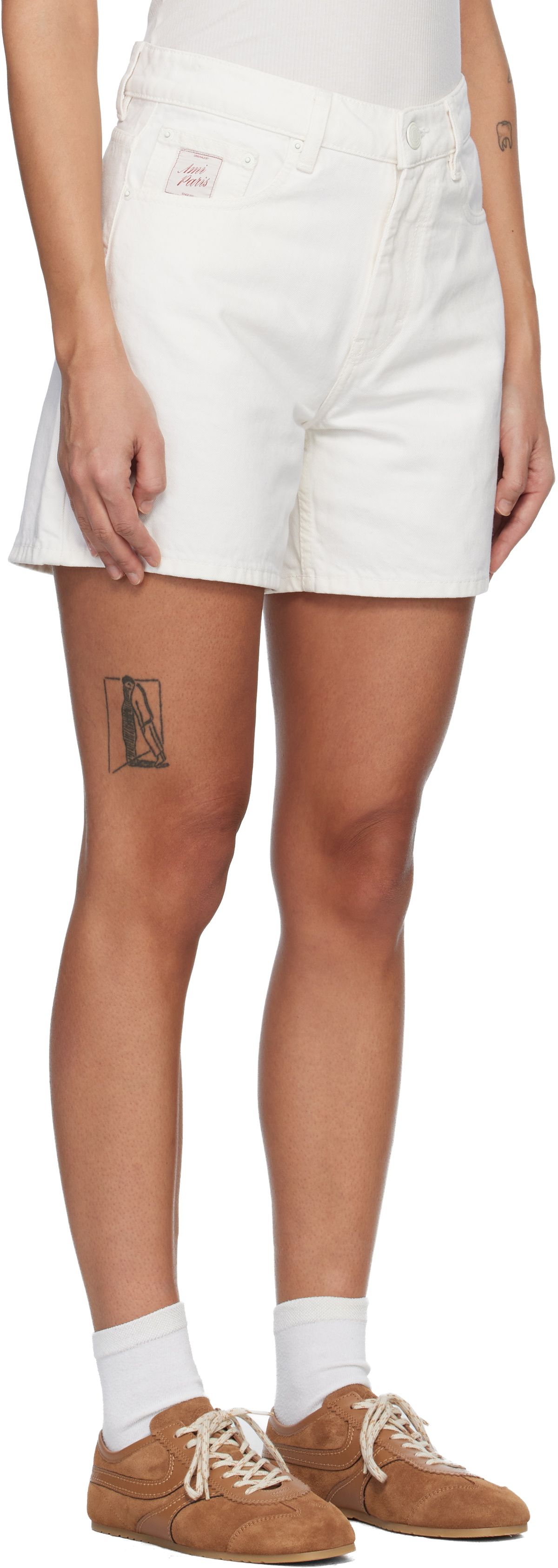 AMI Paris White 'Ami Paris Heritage' Denim Shorts