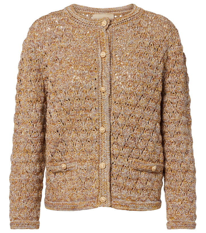 Photo: Valentino Open-knit linen-blend lamé cardigan