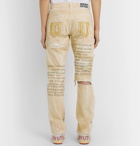WHO DECIDES WAR by Ev Bravado - Slim-Fit Distressed Embellished Embroidered Denim Jeans - Neutrals
