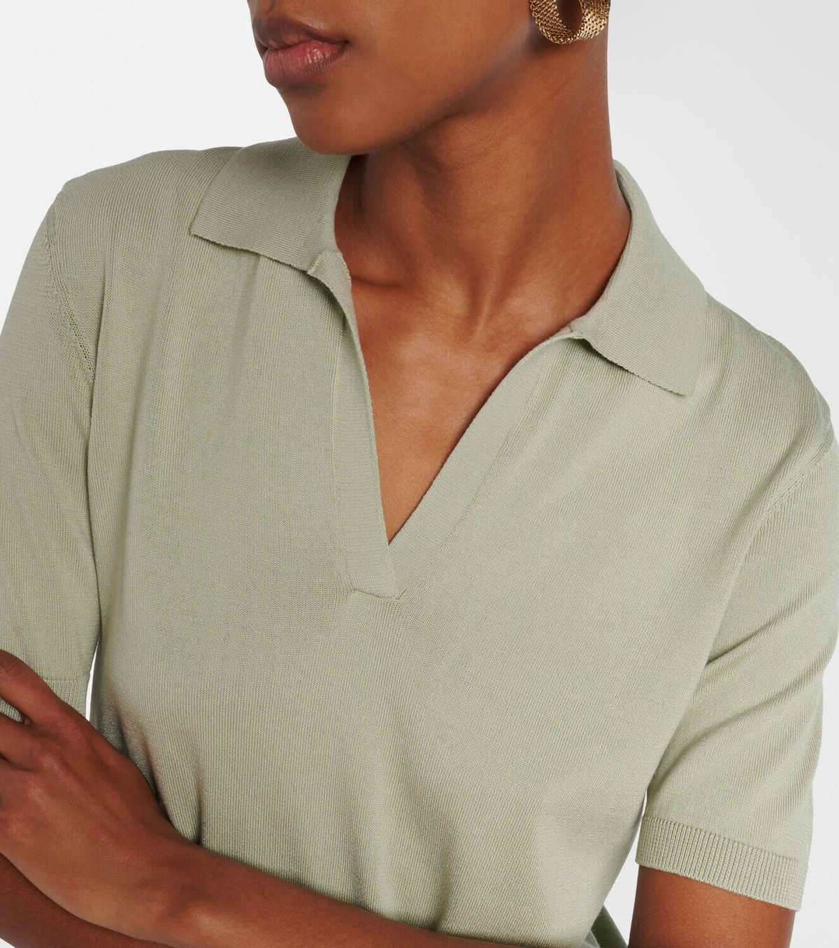 Altuzarra Clay cropped cotton and silk polo shirt