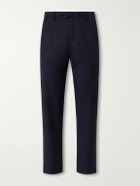 Canali - Tapered Stretch-Wool Gabardine Trousers - Blue