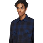 Amiri Blue and Black Flannel Dip-Dye Shirt