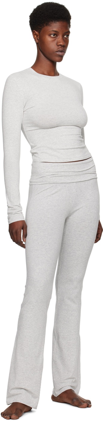 Skims Soft Lounge Fold Over Pants In Heather Grey