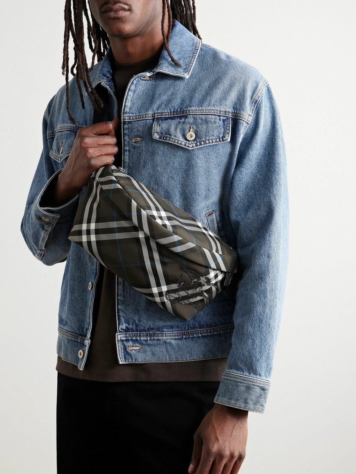 Burberry - Logo-Embroidered Checked Canvas Belt Bag