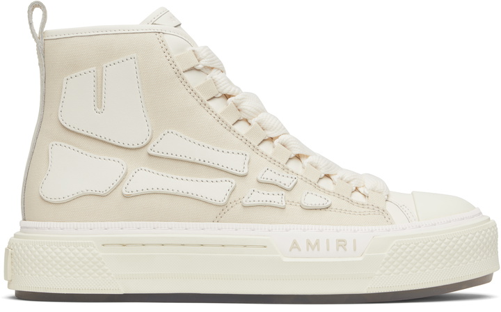 Photo: AMIRI Beige & White Skel Court Hi Sneakers