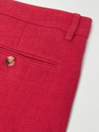 Valentino Garavani - Straight-Leg Pleated Linen Bermuda Shorts - Red