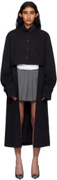 Pushbutton Black Front Cropped Coat