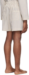 Tekla Brown & Off-White Drawstring Pyjama Shorts