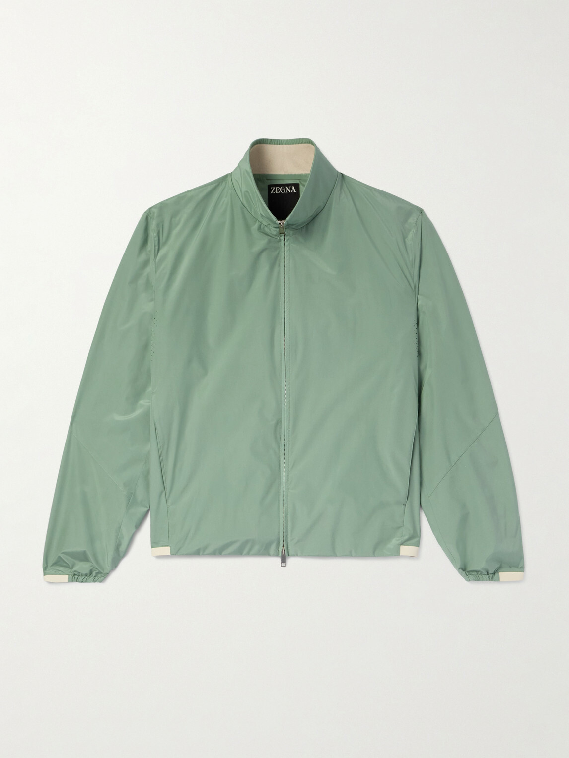 Zegna - Leather-Trimmed Silk Bomber Jacket - Green