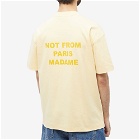 Drole de Monsieur Men's Drôle de Monsieur Not From Paris Madame T-Shirt in Light Yellow