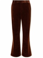 Palm Angels - Slim-Fit Flared Cotton-Velvet Suit Trousers - Brown