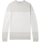 John Smedley - Striped Sea Island Cotton Sweater - Gray