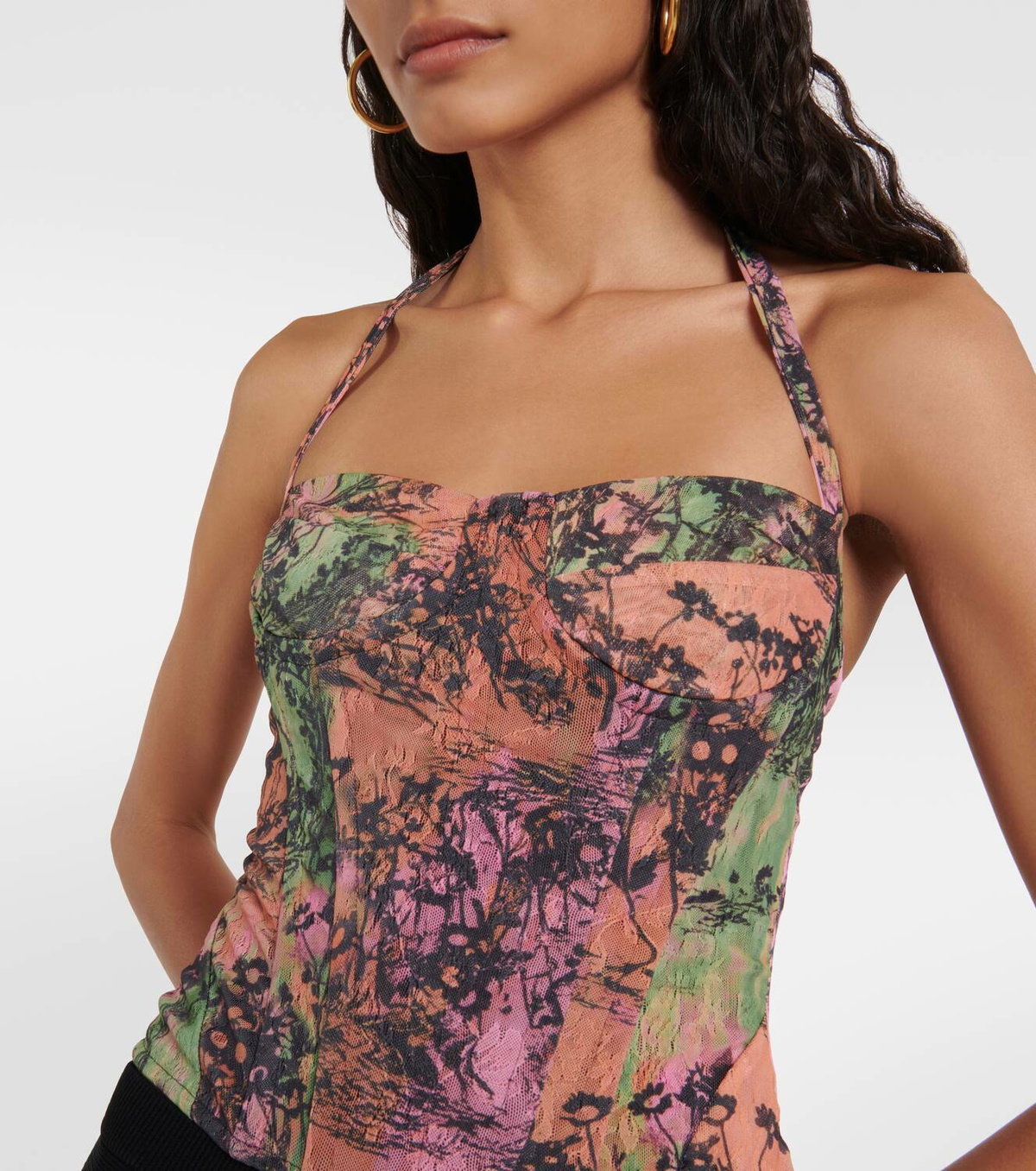 Roberta Einer Printed halterneck bustier top