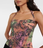 Roberta Einer Printed halterneck bustier top