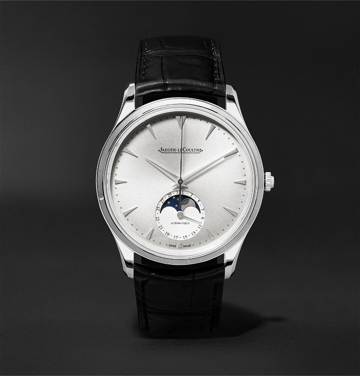 Photo: Jaeger-LeCoultre - Master Ultra Thin Moon Automatic 39mm Stainless Steel and Alligator Watch, Ref. No. JLQ1368420 - Black