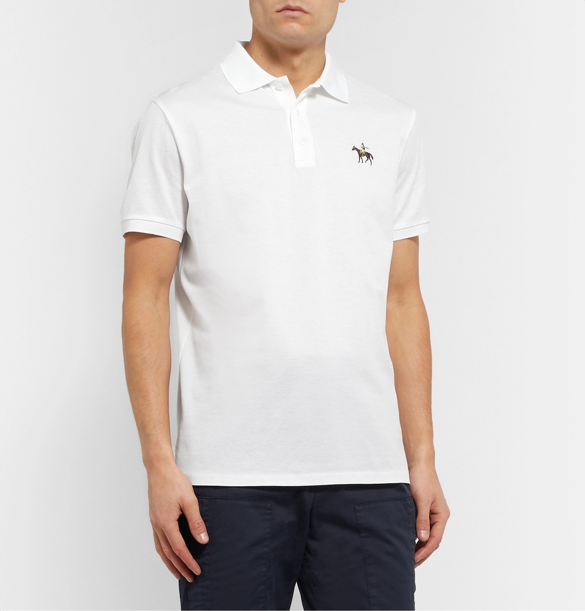 Embroidered Cotton Pique Polo Shirt in White - Polo Ralph Lauren