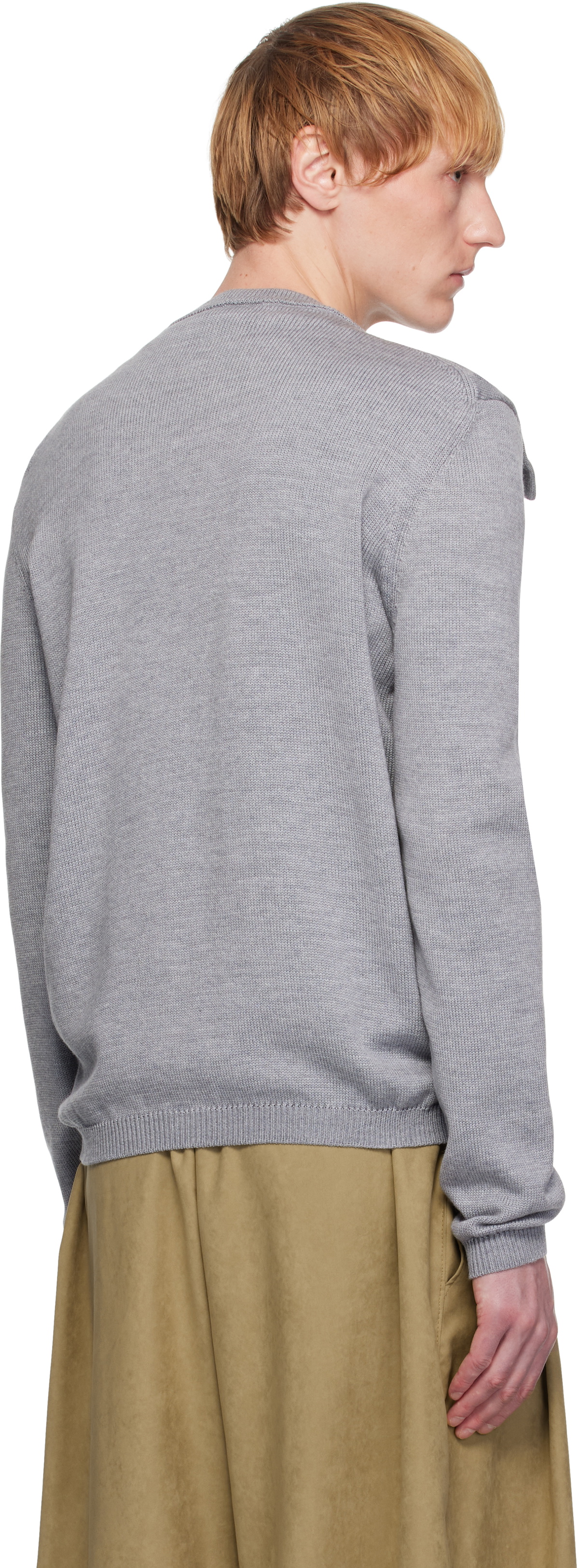 ANDREJ GRONAU Gray Bow Collar Cardigan