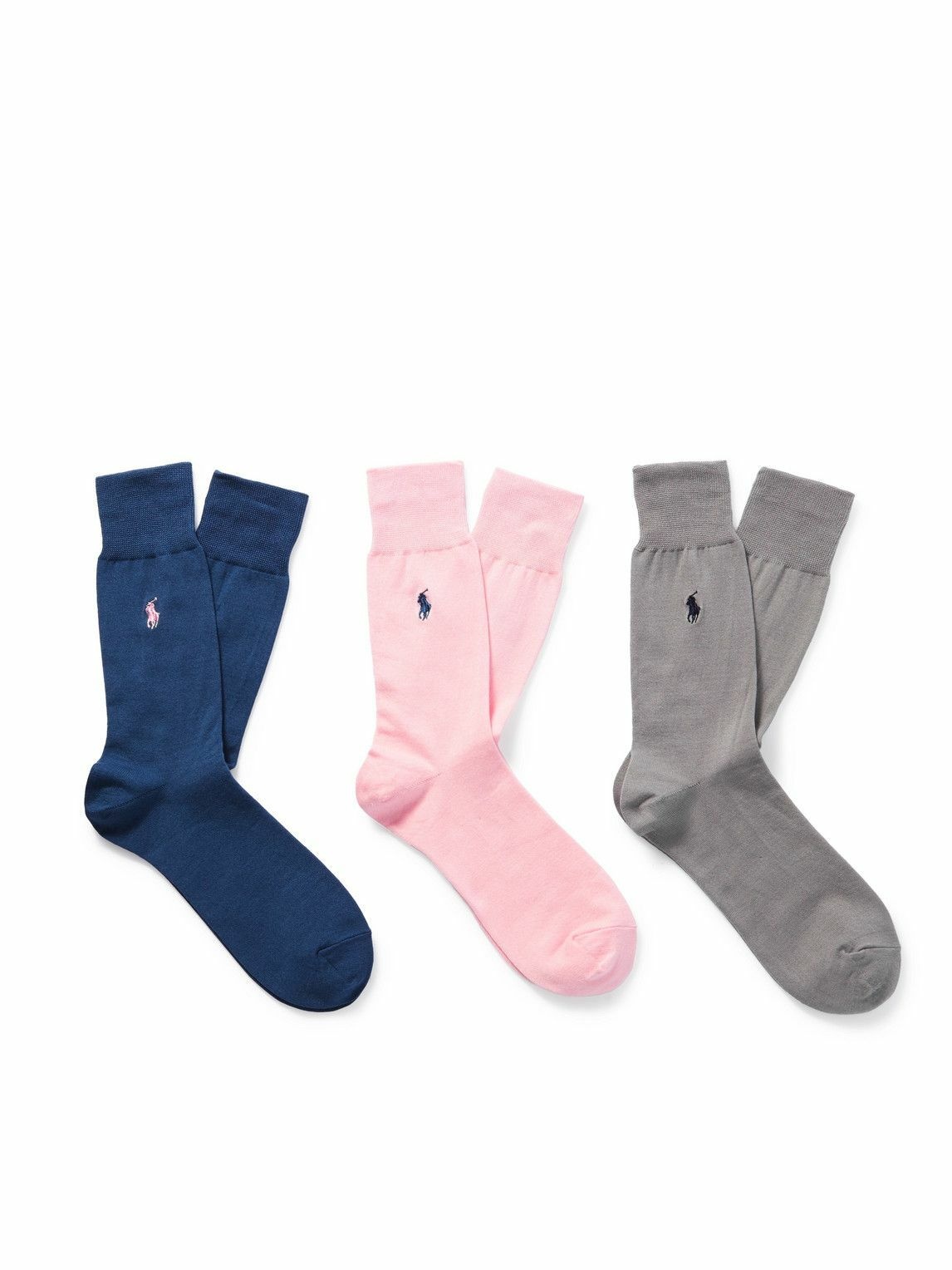 Photo: Polo Ralph Lauren - Three-Pack Logo-Embroidered Cotton-Blend Socks - Pink