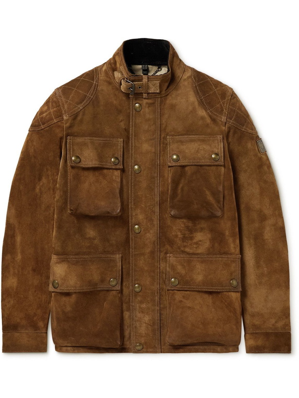 Photo: Belstaff - Fieldbrook Logo-Appliquéd Suede Jacket - Brown