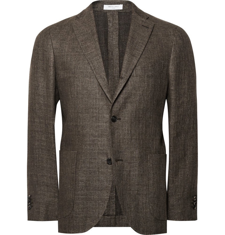 Photo: Boglioli - Brown Slim-Fit Mélange Wool and Linen-Blend Blazer - Men - Brown