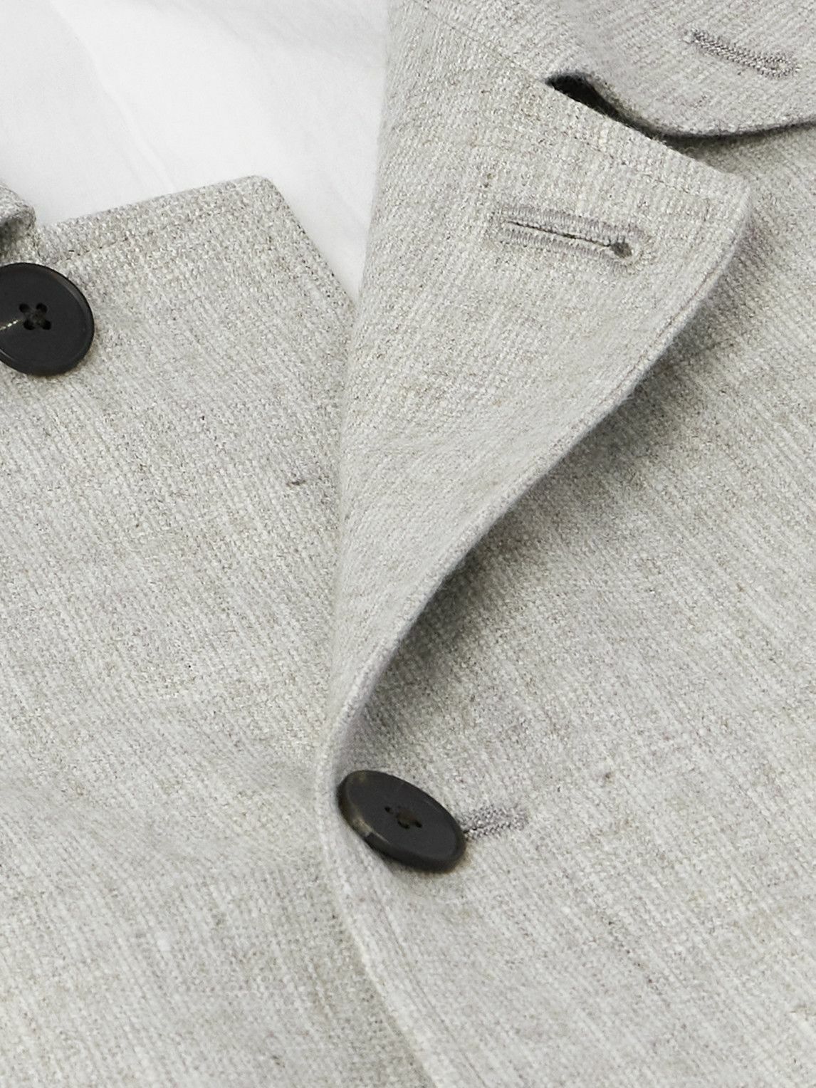 ATON - Balmacaan Linen and Wool-Blend Twill Coat - Gray ATON