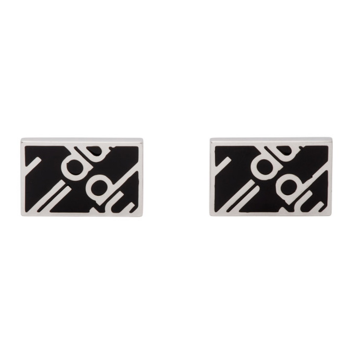 Photo: Dunhill Silver and Black Logo Cufflinks