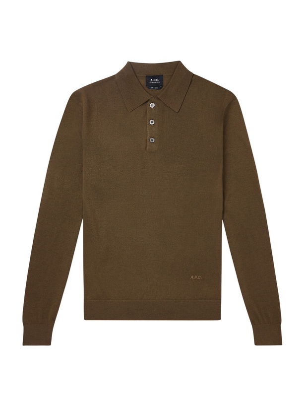 Photo: A.P.C. - Wool Polo Shirt - Green