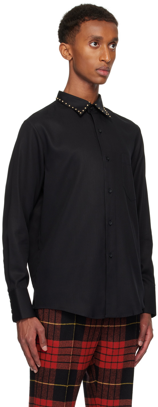 Ernest W. Baker Black Studded Collar Shirt Ernest W. Baker