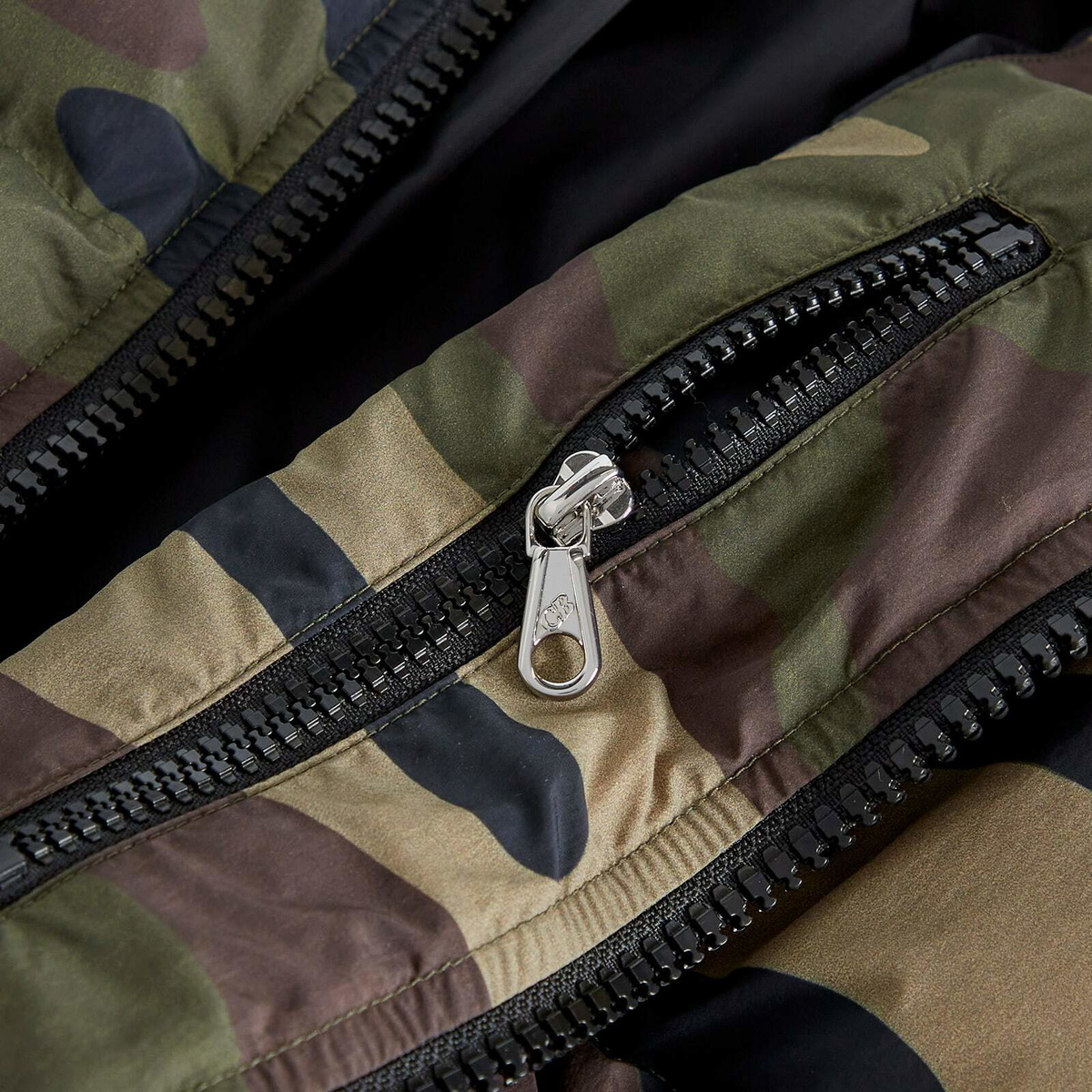 END. x Cole Buxton Hooded Cropped Insulated Puffer in Camo