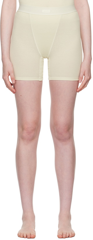 Photo: SKIMS Off-White Cotton Rib Boy Shorts