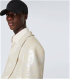 Tom Ford Embroidered canvas and leather cap