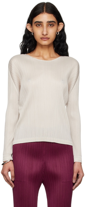 Photo: PLEATS PLEASE ISSEY MIYAKE Taupe Monthly Colors February Long Sleeve T-Shirt