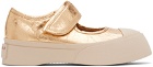 Marni Gold Leather Mary Jane Sneakers