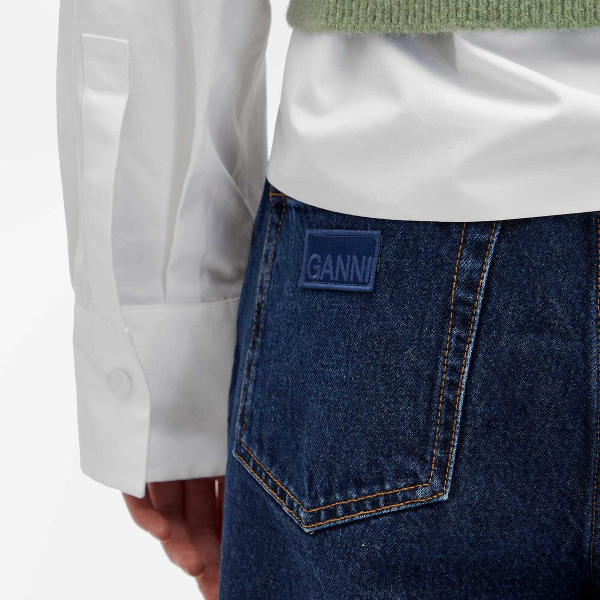 GANNI Women's Stary Rigid Denim Jeans in Dark Blue Stone GANNI