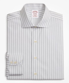 Brooks Brothers Men's Stretch Traditional Extra-Relaxed-Fit Dress Shirt, Non-Iron Pinstripe | White