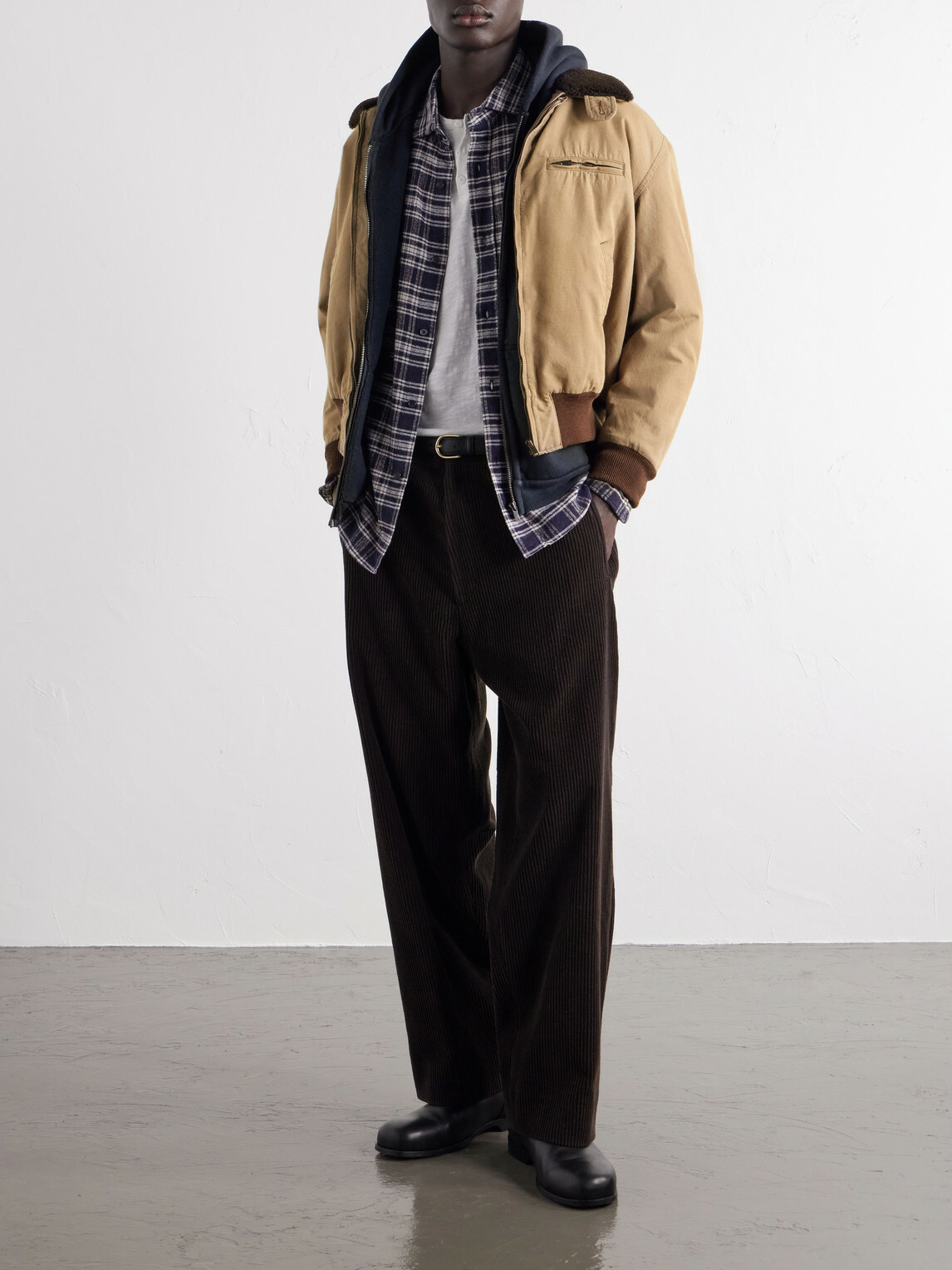 A.PRESSE - Cotton and Wool-Blend Bomber Jacket - Neutrals