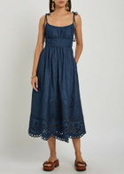 Zimmermann Mahon Broderie Anglaise Denim Midi Dress Navy