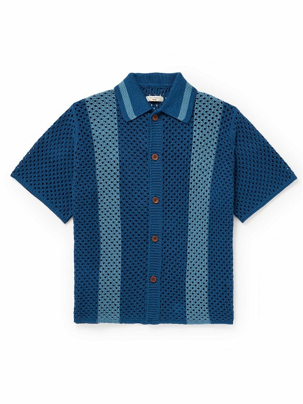 Photo: Nudie Jeans - Fabbe Striped Cotton-Crochet Shirt - Blue