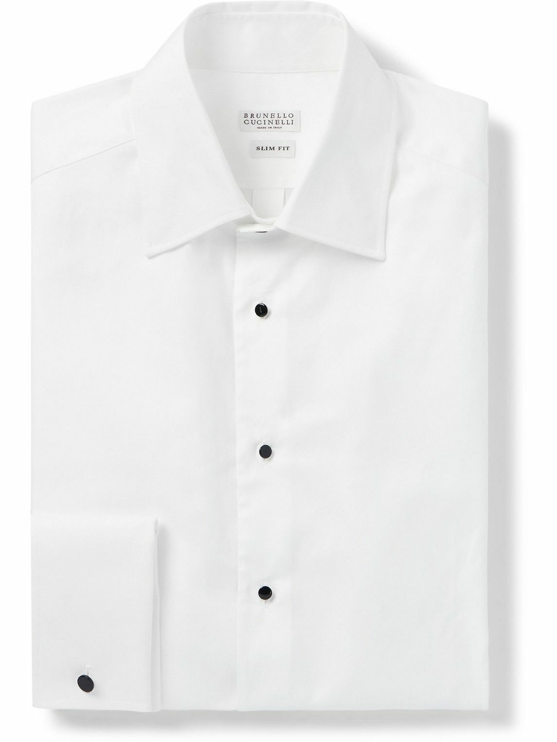 Brunello Cucinelli - Cutaway-Collar Double-Cuff Cotton-Twill Shirt - White