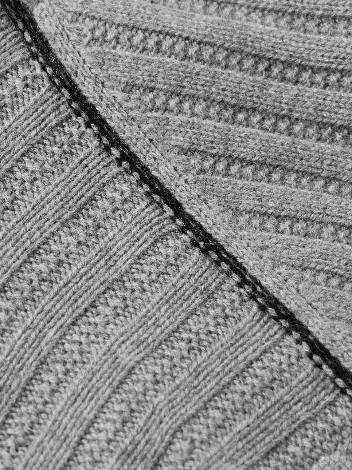 Guest In Residence - Varsity Shawl-Collar Ribbed Wool and Cashmere-Blend Cardigan - Gray