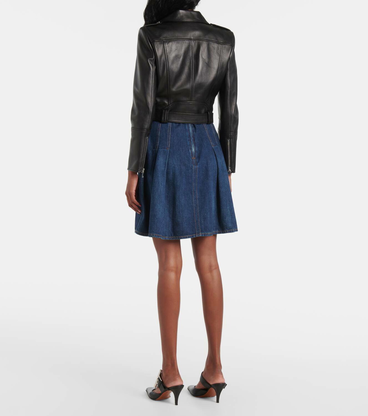 Alexander McQueen Cropped leather biker jacket