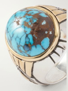 Jacques Marie Mage - Bo-Jo-Ring Sterling Silver, 18-Karat Gold and Apache Turquoise Ring - Silver