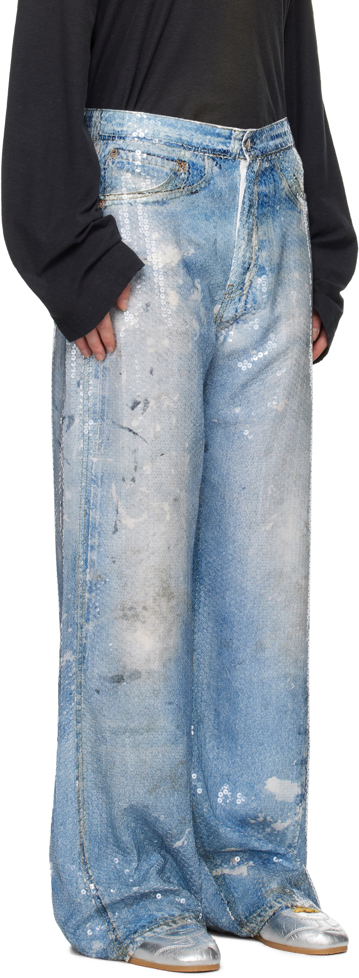 Acne Studios Blue Printed Sequin Trousers